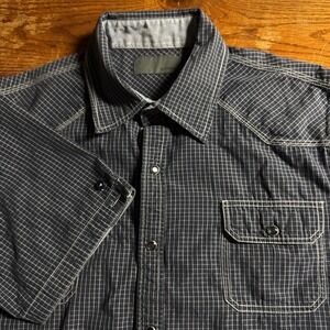 Dorsia‎ Size Large Short Sleeve Snap Shirt Blue White L Western